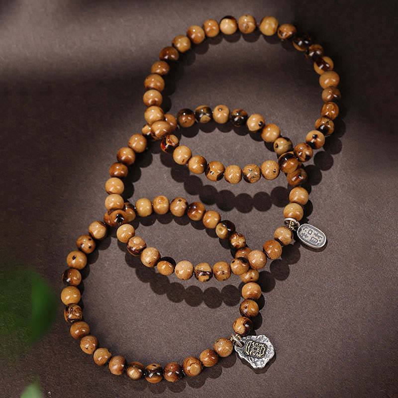 925 Sterling Silver Natural Golden Sea Willow Zakiram Goddess of Wealth Lucky fortune Fu Character Success Bracelet