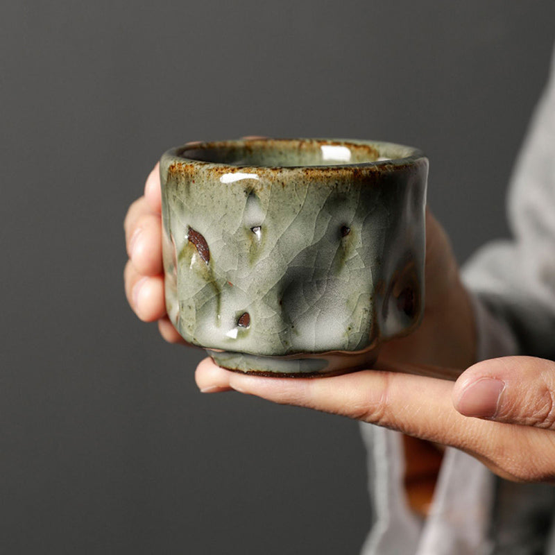 Handcrafted Simple Cracked Ice Texture Chinese Jianzhan Ceramic Teacup Kung Fu Tea Cup