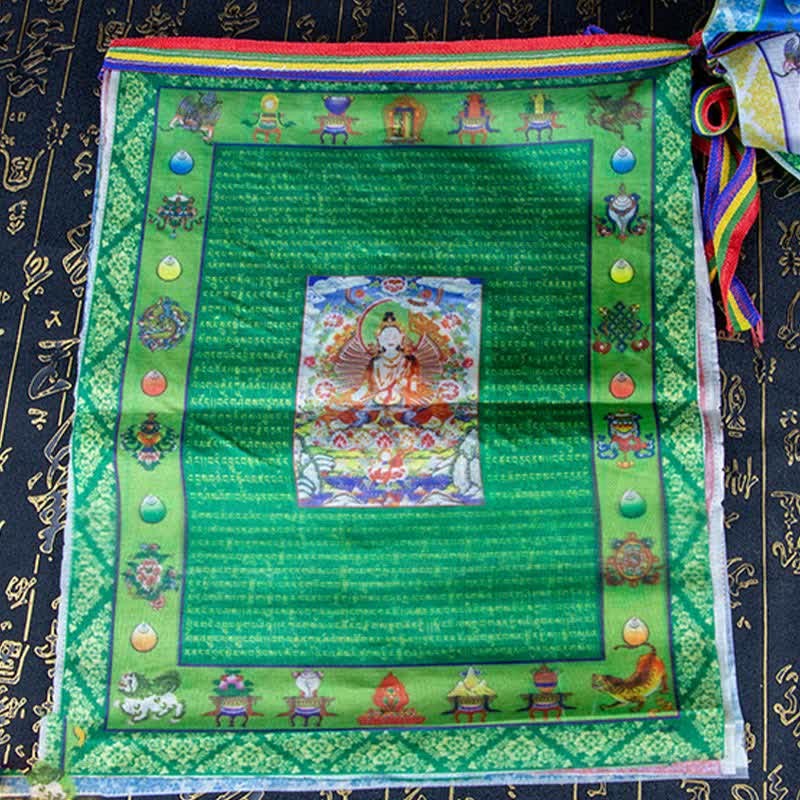 Tibetan 5 Colors Windhorse mystic zen Tara Scriptures Healing Auspicious Outdoor Prayer Flag