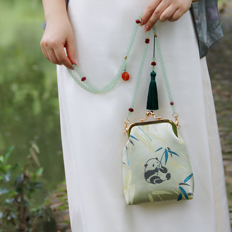Retro Chinese Embroidery Pearl Chain Crossbody Bag Shoudler Bag