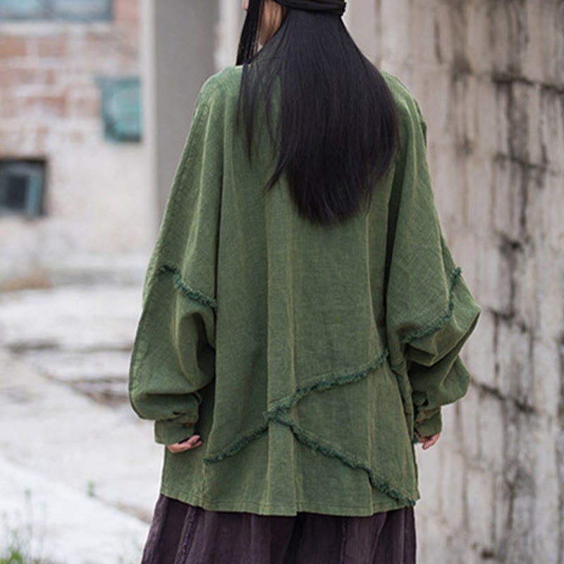 Irregular Splice Ramie Cotton Clothing