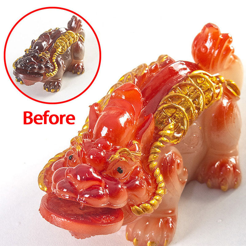 Color Changing Small PiXiu Copper Coins Resin Tea Pet Wealth Home Figurine Decoration
