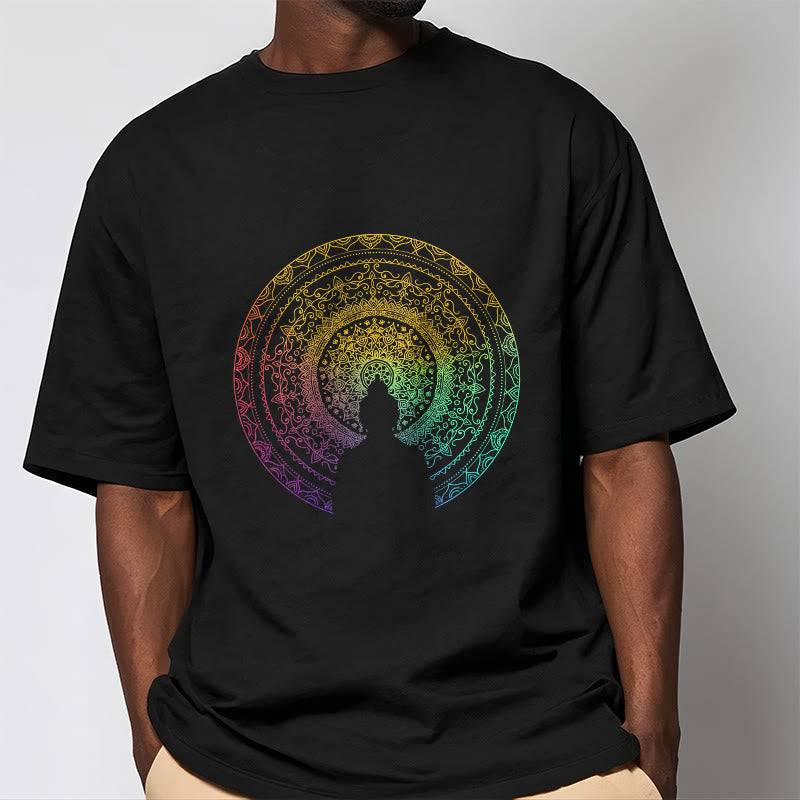 Colorful Gradient Mandala mystic zen Cotton Tee T-shirt