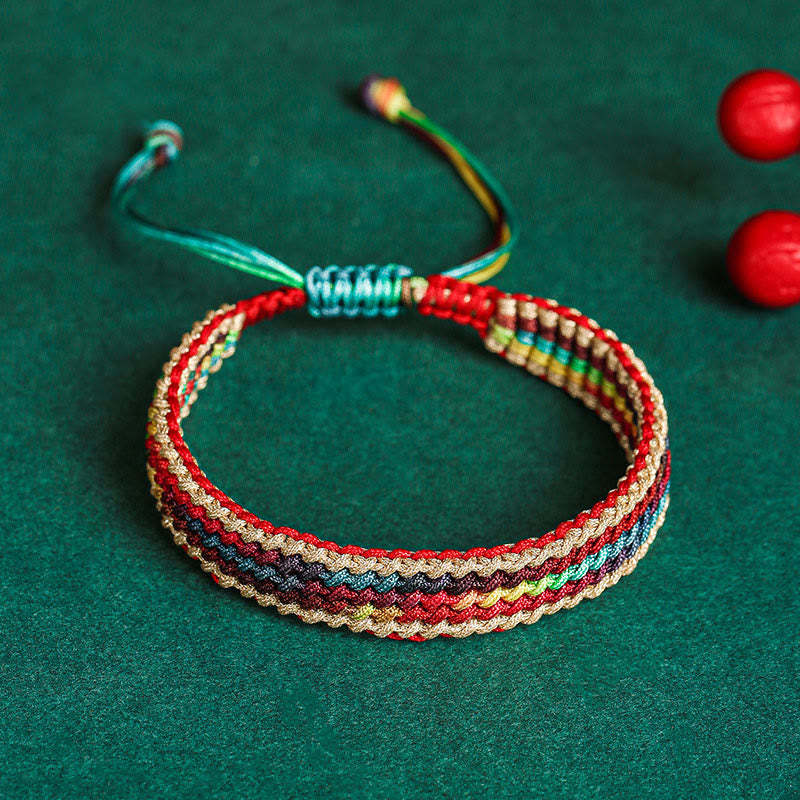 Tibet Handmade Rainbow Multicolored Protection Braided String Bracelet