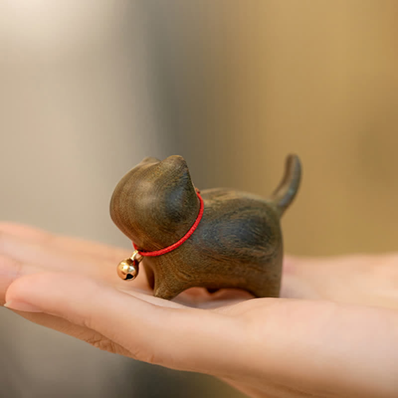 Green Sandalwood Small Leaf Red Sandalwood Cute Cat Animals Soothing Peace Decorations