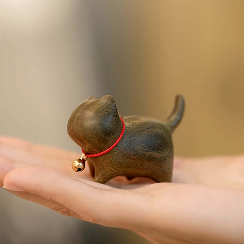 Green Sandalwood Small Leaf Red Sandalwood Cute Cat Animals Soothing Peace Decorations