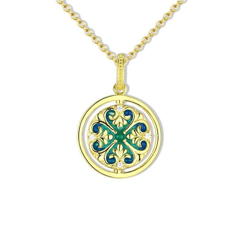 925 Sterling Silver Lotus Flower Floral Zircon Enlightenment Rotatable Necklace Pendant