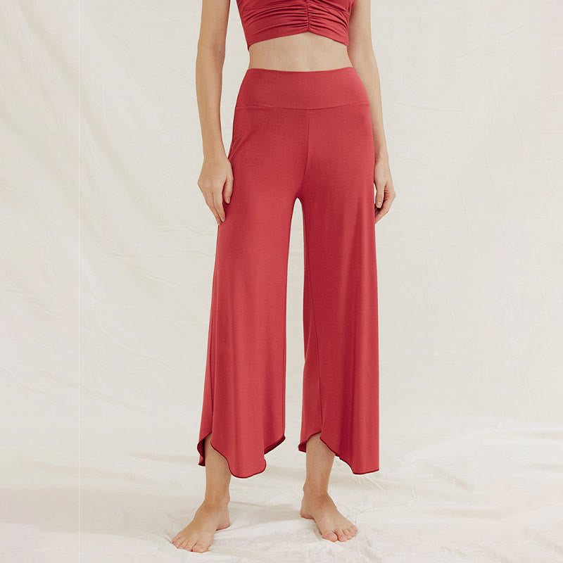 Casual Plain Loose Irregular Geometric Hem Women's Leica Wide Leg Pants
