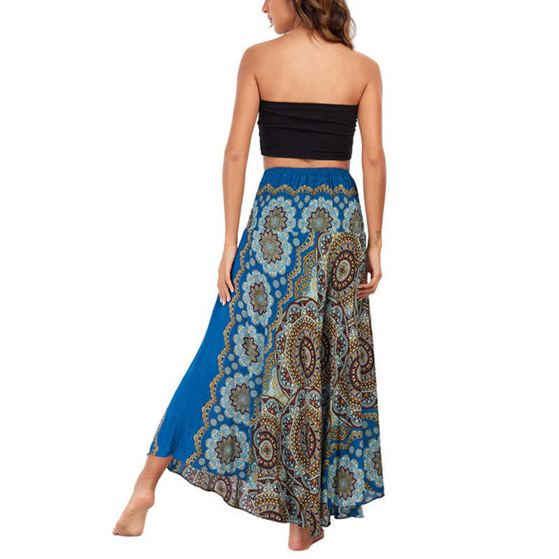 Two Style Wear Bohemian Mandala Flower Lace-up Skirt Dress