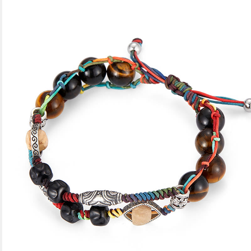 925 Sterling Silver Tiger's Eye Bodhi Seed Handmade Courage Bracelet