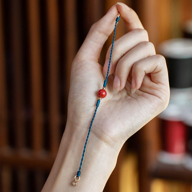 Handmade String Cinnabar Buckle Blessing Bracelet