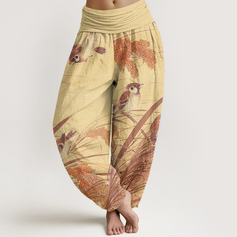 Casual Sparrow Rice Ear Women's Elastic Waist Harem Pants