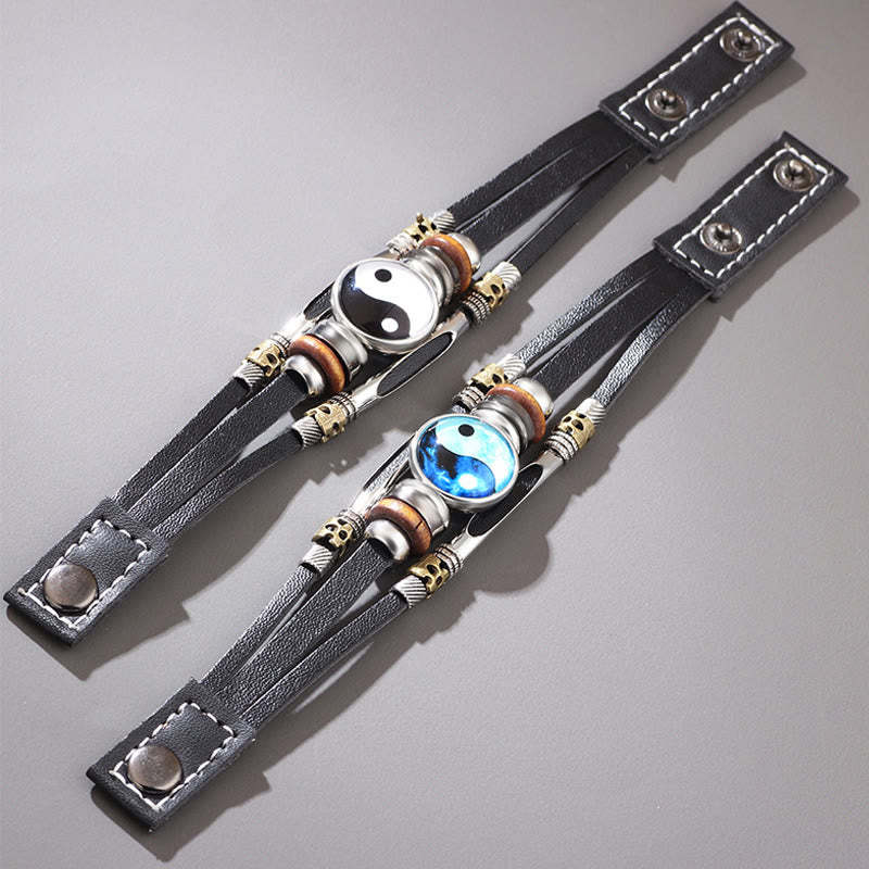 Yin Yang Leather Balance Bracelet