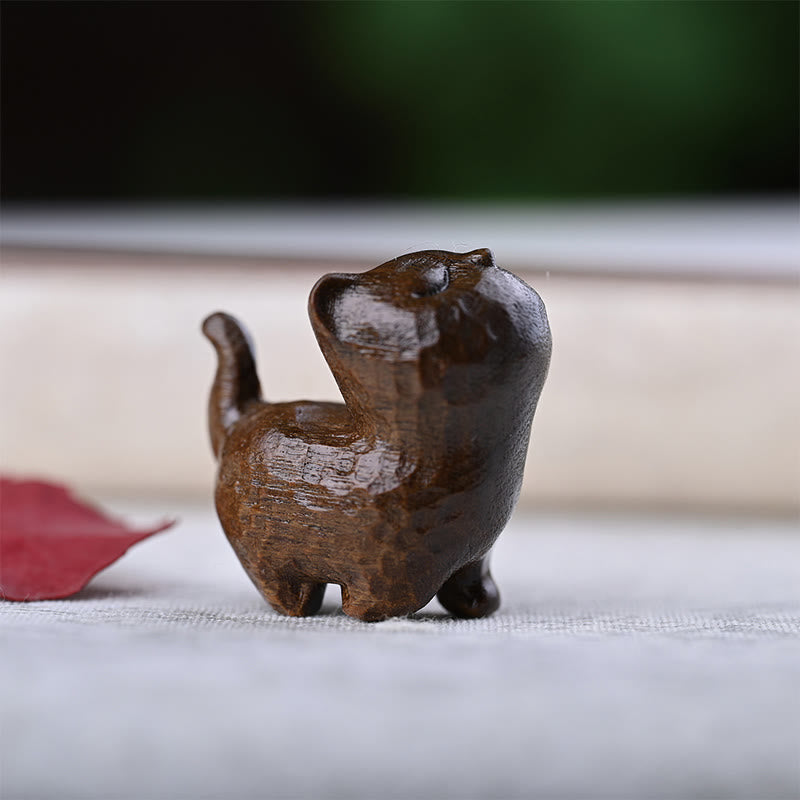 Green Sandalwood Ebony Wood Sandalwood Small Leaf Red Sandalwood Mini Lucky Cat Peace Decoration
