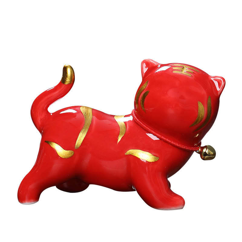 Mini Cute Tiger Tea Pet Ceramic Home Desk Figurine Decoration