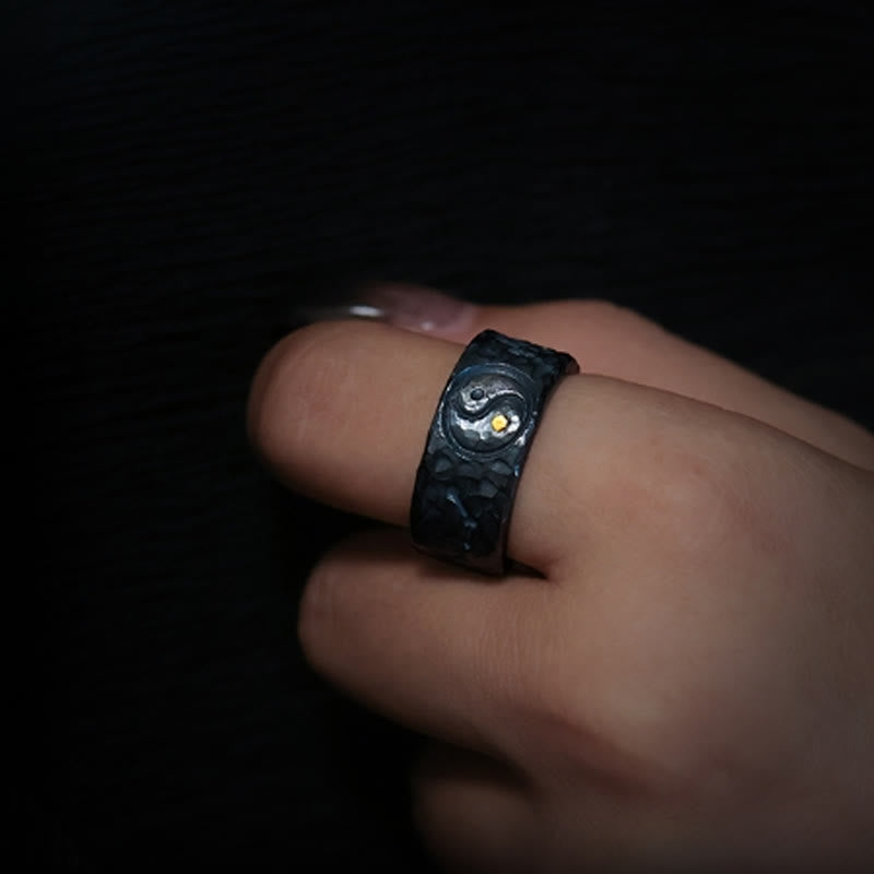 999 Sterling Silver Yin Yang Balance Ring