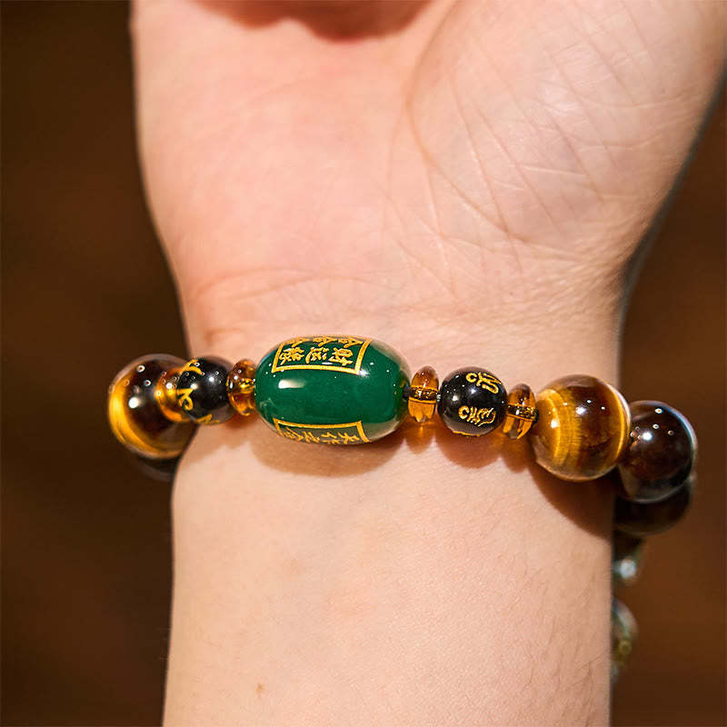Chinese Zodiac Tiger Eye White Crystal Courage Bracelet