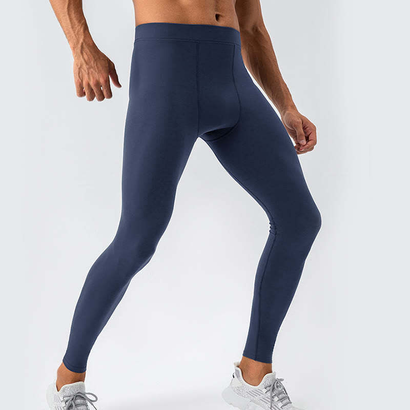 Plain High Waist Elastic Breathable Sports Men's Leggings Pants
