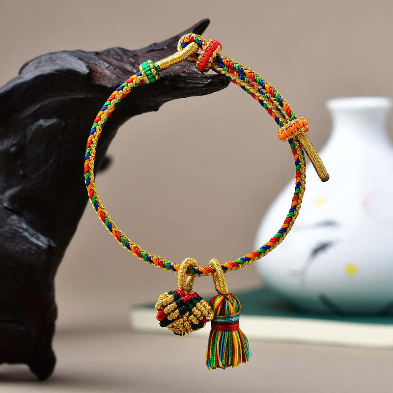 Colorful Rope Luck Handmade Zongzi Golden Ball Charm Bracelet