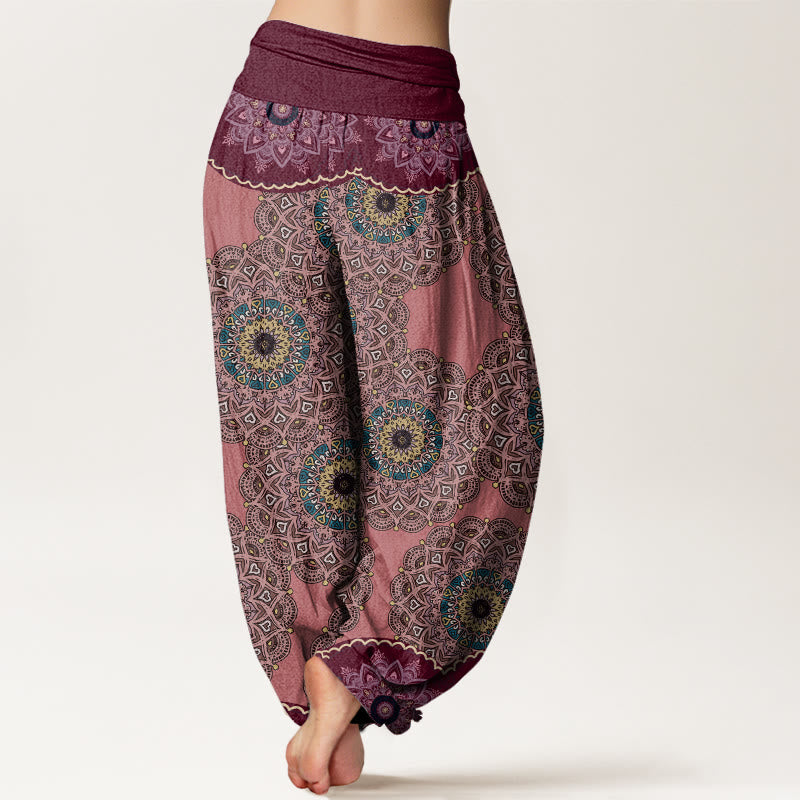 Casual Mandala Pattern Women's Elastic Waist Harem Pants