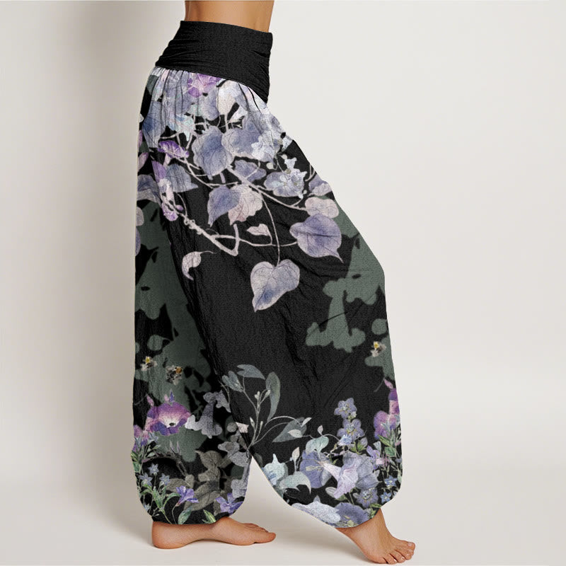 Morning Glory Totem Pattern Women's Elastic Waist Harem Pants