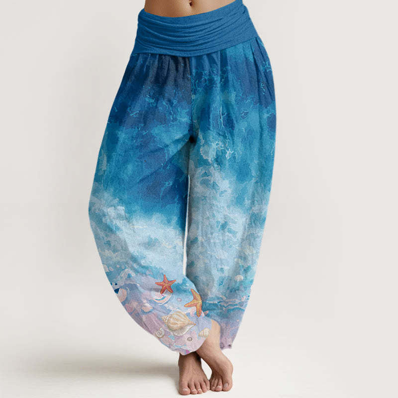 Vast Ocean Pattern Women's Elastic Waist Harem Pants