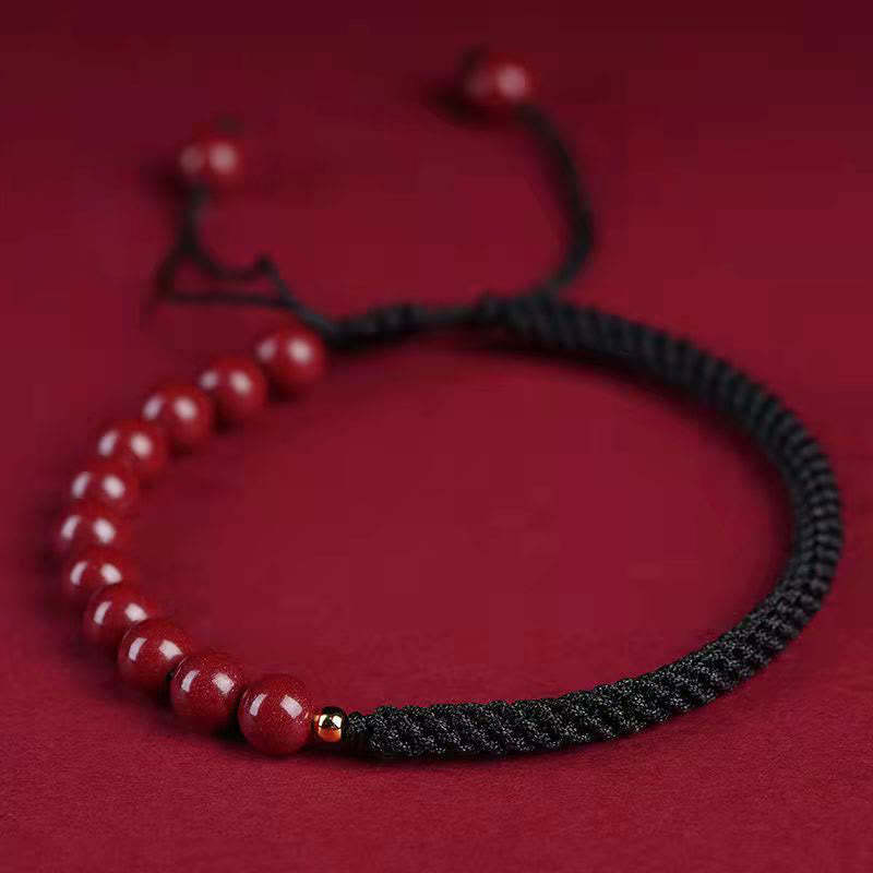 Natural Cinnabar King Kong Knot Blessing String Bracelet