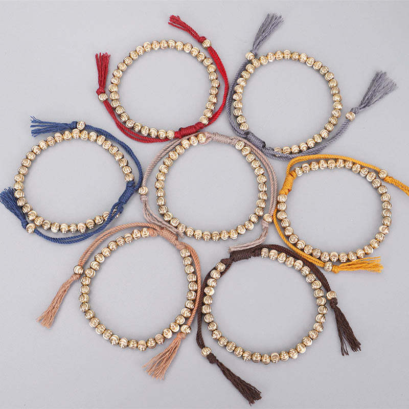 Tibetan Handmade Copper Bead Luck String Bracelet