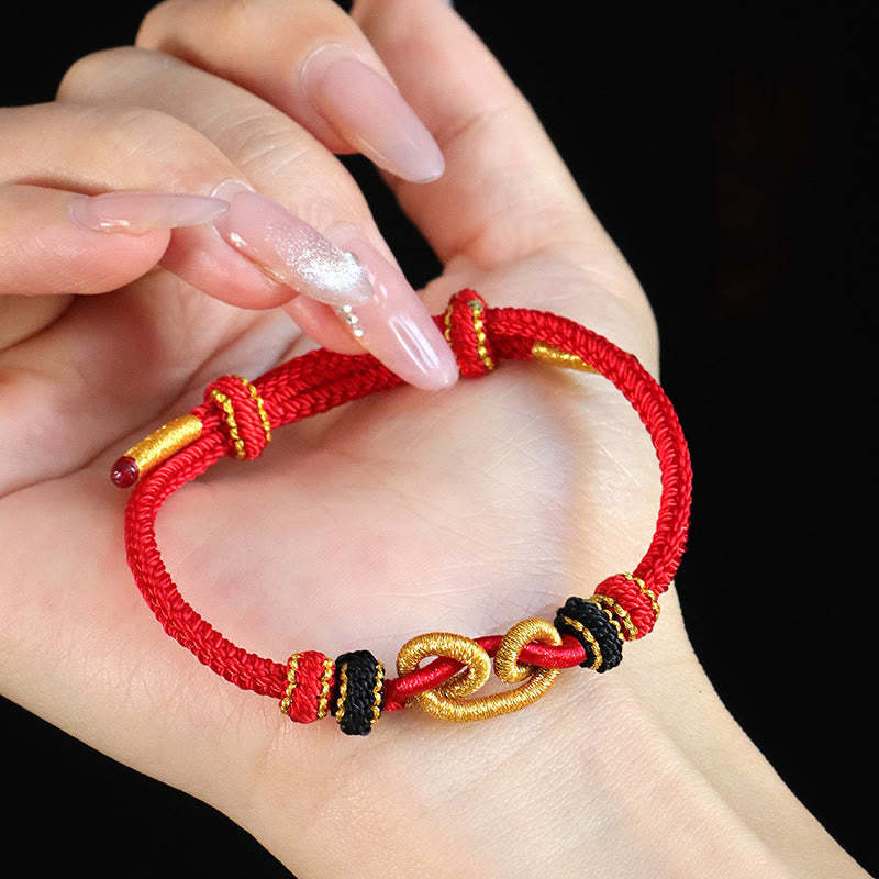 Handmade Ingot Pattern Braided String Protection Bracelet