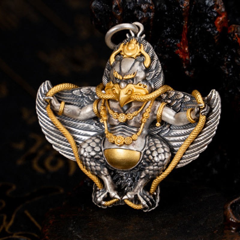 925 Sterling Silver Tibetan Garuda Bird Wisdom Necklace Pendant