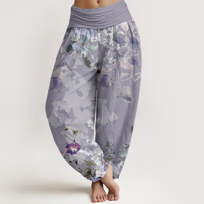 Morning Glory Totem Pattern Women's Elastic Waist Harem Pants