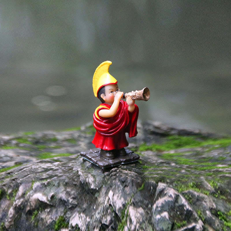 Hand Painted Tibetan Lama Figures Carved Creative Home Office Car Decoration Ornament