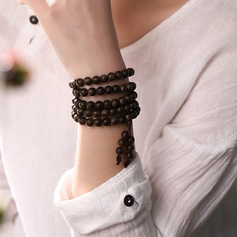 108 Mala Beads Agarwood Peace Strength Calm Bracelet