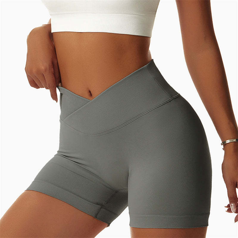 Women Seamless High Elasticity Sports Fitness High Waist Yoga Workout Shorts