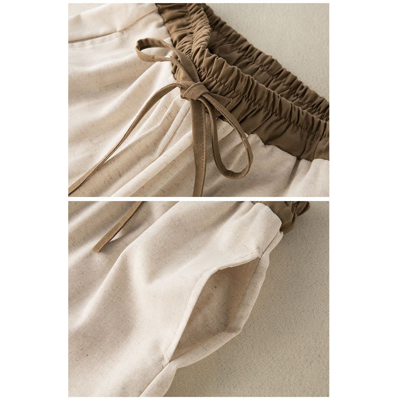 Plain Cotton Drawstring Women's Harem Pants With Pockets
