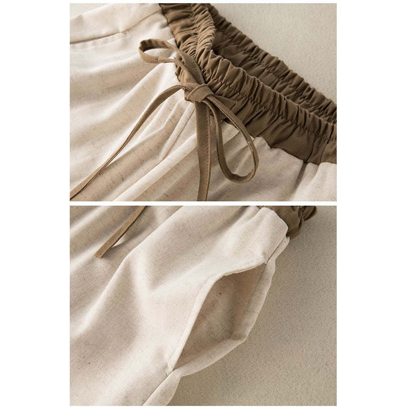 Plain Cotton Drawstring Women's Harem Pants With Pockets