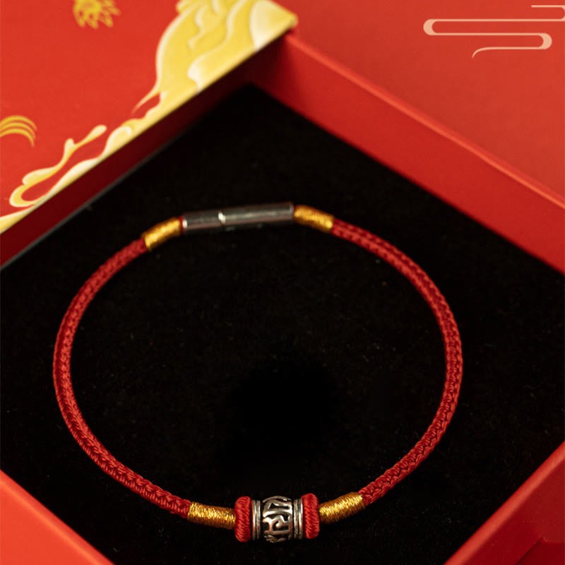 Red String Black String Six True Words 925 Sterling Silver Peace Bracelet