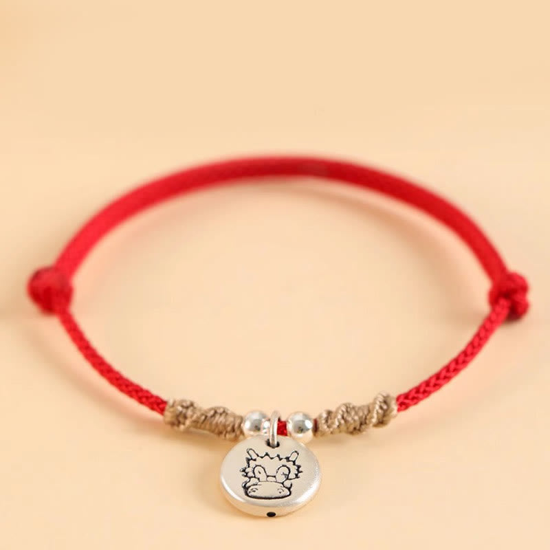 Handmade 999 Sterling Silver Year of the Dragon Cute Chinese Zodiac Luck Braided Bracelet (Extra 30% Off | USE CODE: FS30)