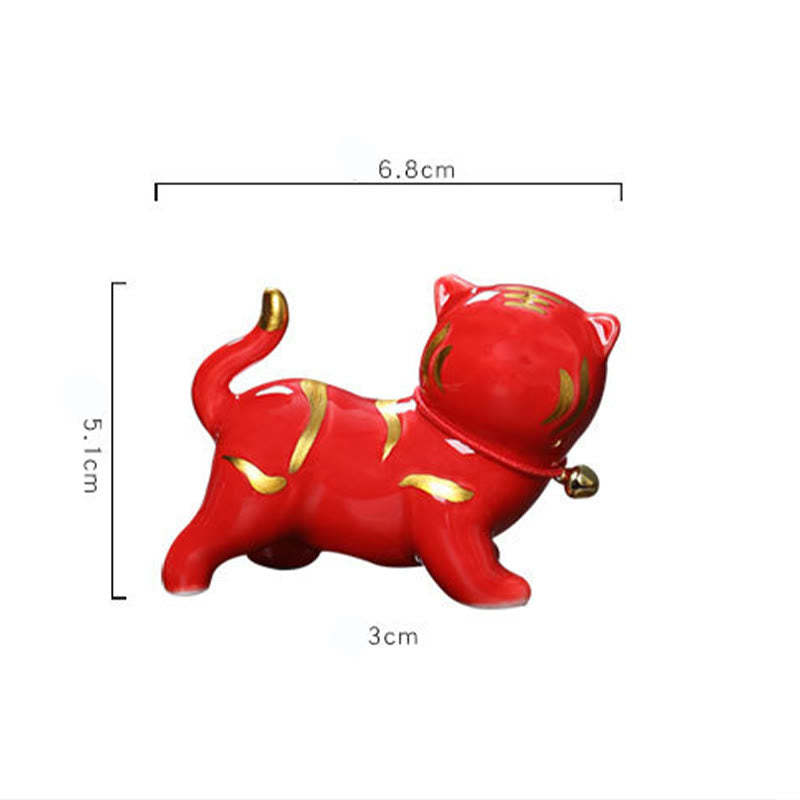 Mini Cute Tiger Tea Pet Ceramic Home Desk Figurine Decoration