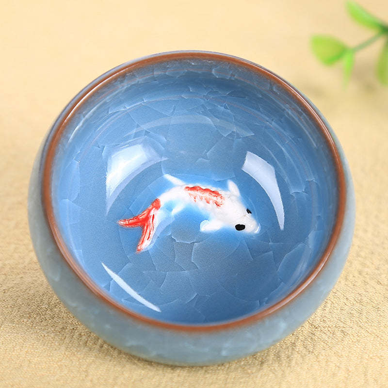 Cute Koi Fish Ceramic Teacup Kung Fu Tea Cup Bowl 45ml