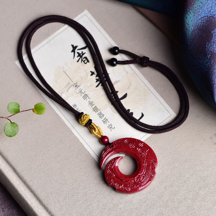 One's Luck Improves Design Patern Natural Cinnabar Blessing Necklace Pendant