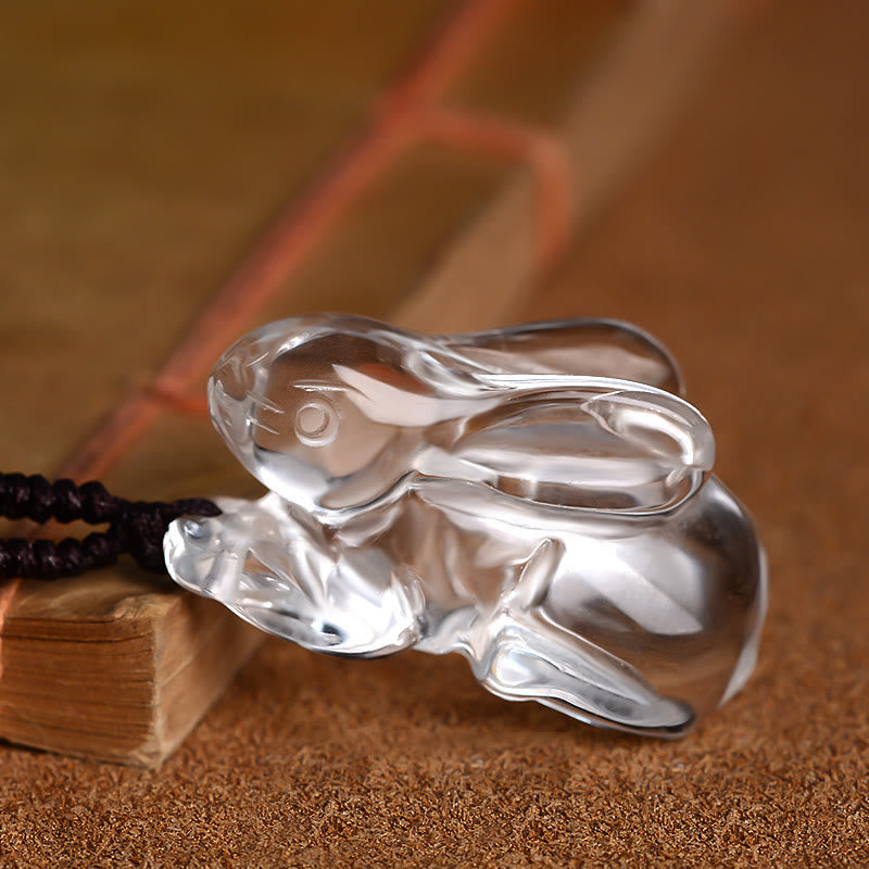 Chinese Zodiac White Crystal Protection Necklace Pendant