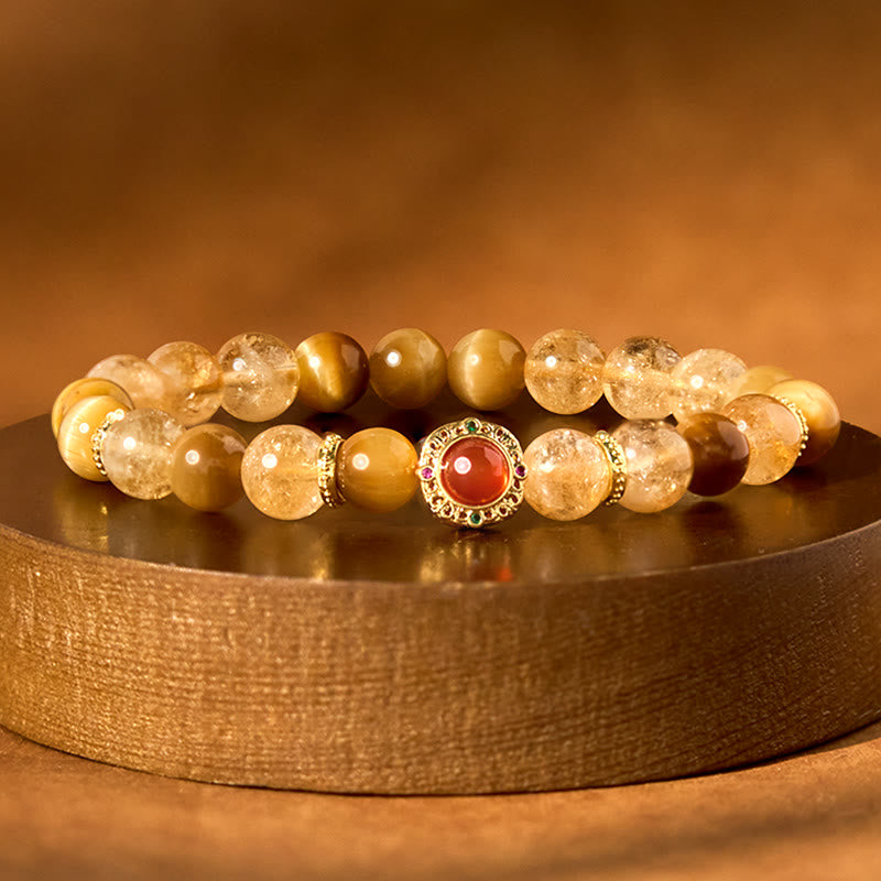 Citrine Tiger Eye Red Agate Generosity Bracelet