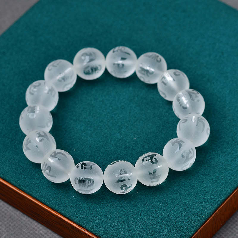 Tibet White Crystal Black Onyx Om Mani Padme Hum Meditation Bracelet