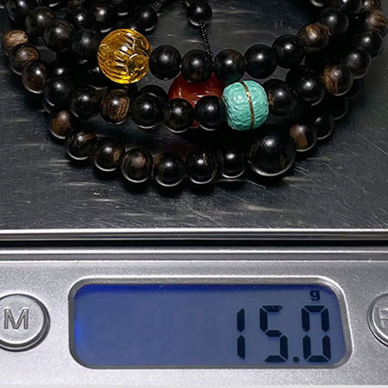 Nha Trang Bai Qinan Agarwood Turquoise Amber Red Agate Strength Meditation Bracelet
