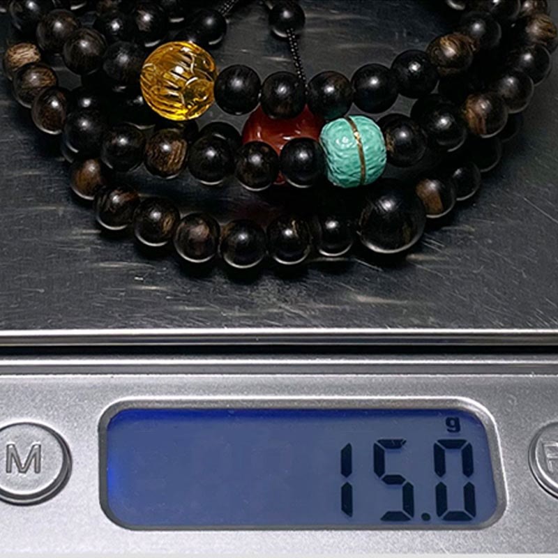 Nha Trang Bai Qinan Agarwood Turquoise Amber Red Agate Strength Meditation Bracelet