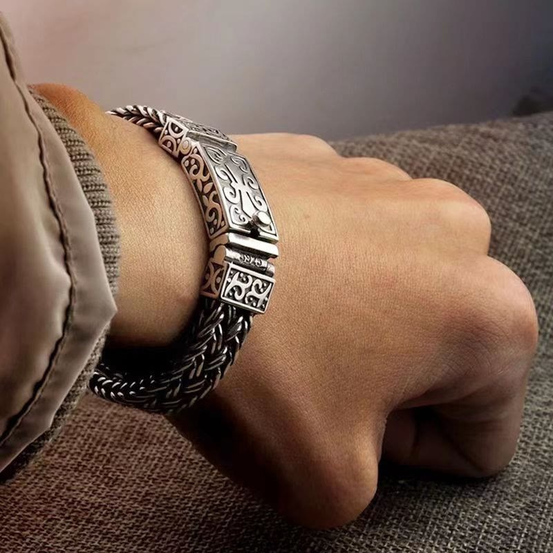 Retro Vine Totem Pattern Braided Healing Chain Bracelet