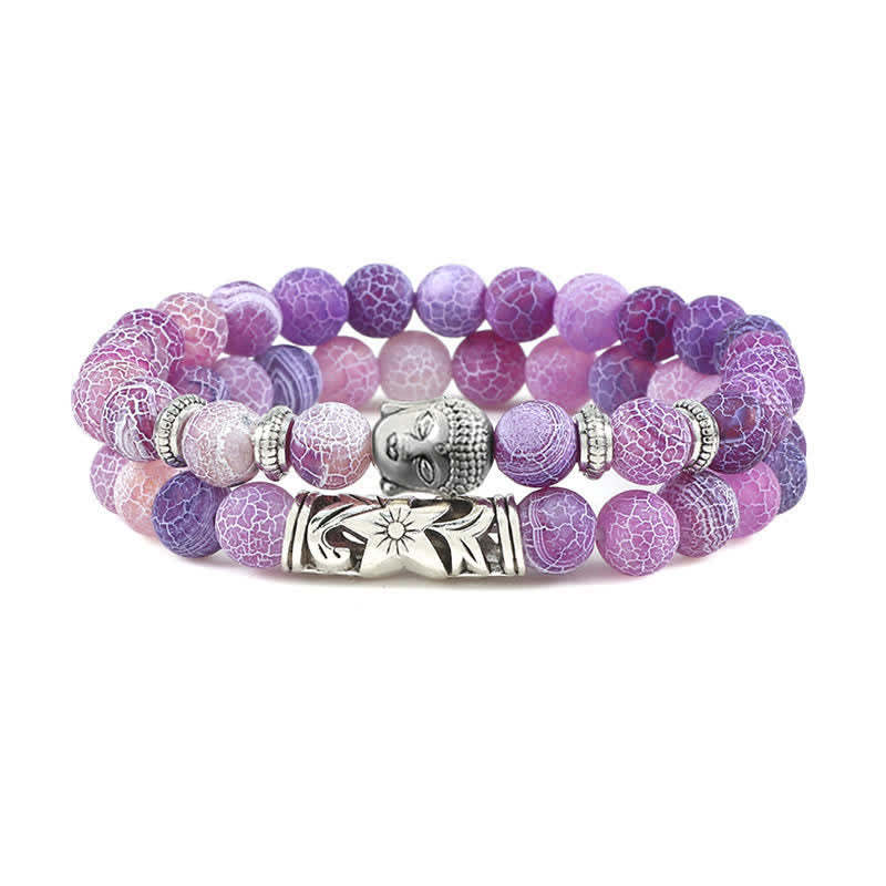 2Pcs Natural Crystal Agate mystic zen Protection Bracelet