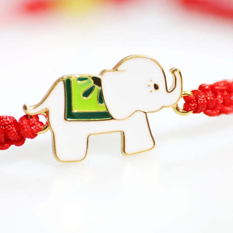Tibetan Handmade 925 Sterling Silver Lucky Elephant Red String Bracelet