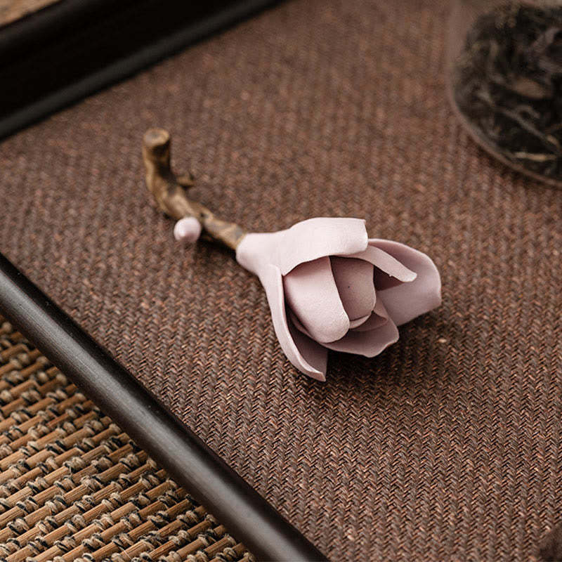 Gardenia Flower Pattern Ceramic Healing Incense Burner Decoration